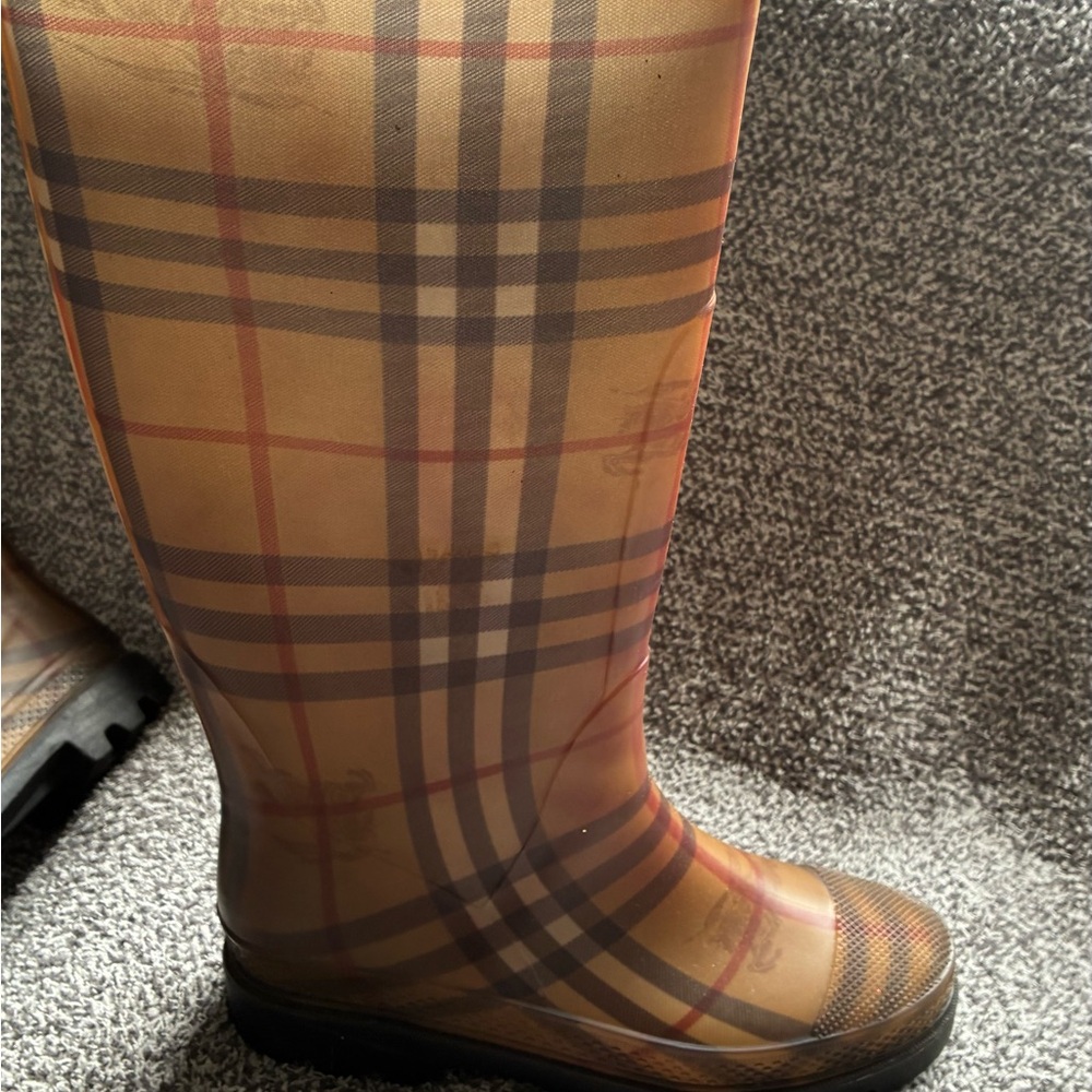 Plaid Knee-High Rain Boots - Picture 8 of 10